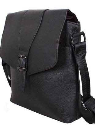 Кожаная сумка-планшет черная, очень стильная