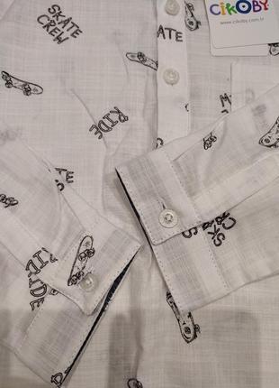 Рубашка белая с принтом, туреченица, р. 110/1165 фото