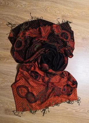 Кашемировый двухсторонний шарф палантин 100%кашемир2 фото