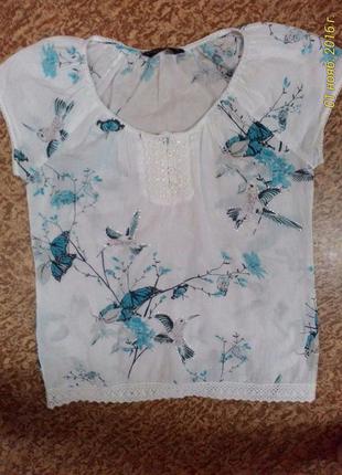 Фирменная натуральная невесомая блузка кофточка футболка блуза dorothy perkins 12 р., 40 р.1 фото