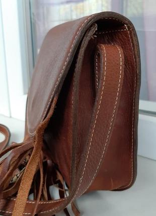 Стильная кожаная сумка с бахромой moroccan bazaar( london).3 фото