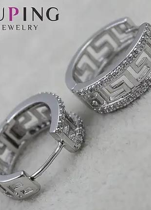 Сережки з цирконієм xuping родій конго, 20х8мм