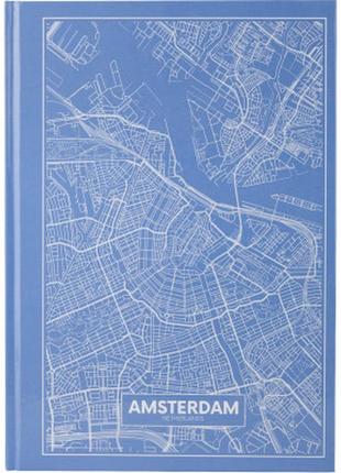 Нотатник axent maps amsterdam а4 у твердій обкладинці 96 аркушів у клітинку блакитний (8422-507-a)