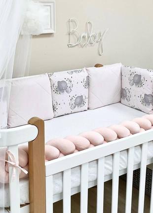 Комплект постільної білизни для новонародженої happy night слоники рожевий8 фото
