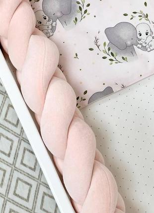 Комплект постільної білизни для новонародженої happy night слоники рожевий7 фото