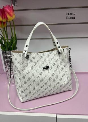 Белая удобная сумка женская стильная  брендовая вместительная