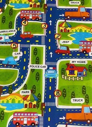 Детский двухсторонний коврик город/поляна с животными 2000х1800х5 мм