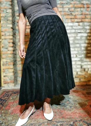 Юбка велюровая под замш искусственная замшевая per una макси длинная расклешенная
