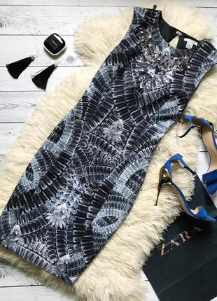 Шикарное вечернее нарядное платье карандаш миди с имитацией камней стразов h&m