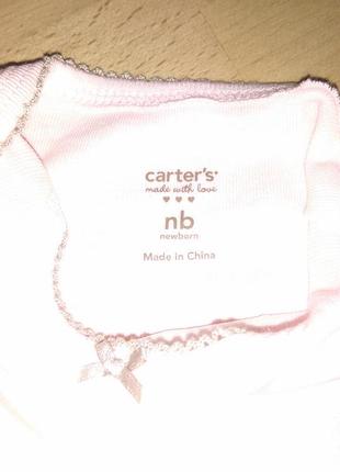 Комплект для новонародженої дівчинки боді + штанці з манжетами carter's.3 фото