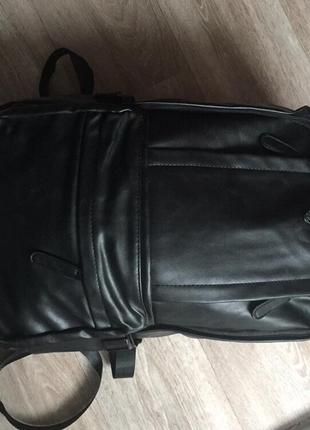 Мужской кожаный новый чёрный брендовый рюкзак портфель сумка шкіряний ранець для ноутбука7 фото