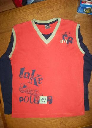 Хлопковый турецкий свитшот оранжево-синего цвета 164 рост bay figo