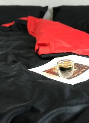 Постільна білизна із сатину колір чорний з червоним сатин євро стандарт чорно-червоний колір