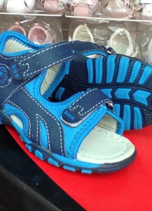 Синие босоножки сандалии для мальчика спортивные clibee1 фото