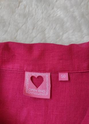 Рожева лляна куртка льон-гаманцевий джинсовка батал великого розміру9 фото