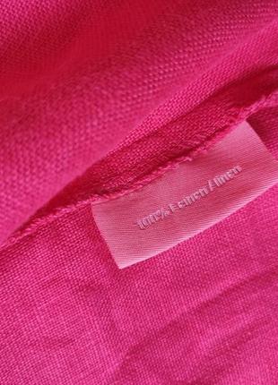 Розовая льняная куртка лен пиджак малиновый джинсовка батал большого размера10 фото