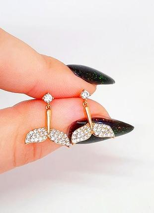 Серьги гвоздики позолоченные, пусеты, позолота