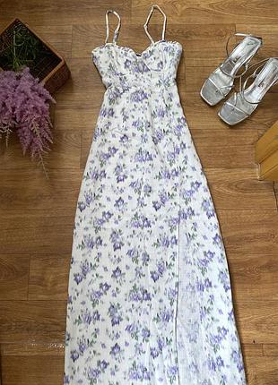 Мега стильное льняное платье миди с разрезом primark xxs-xs