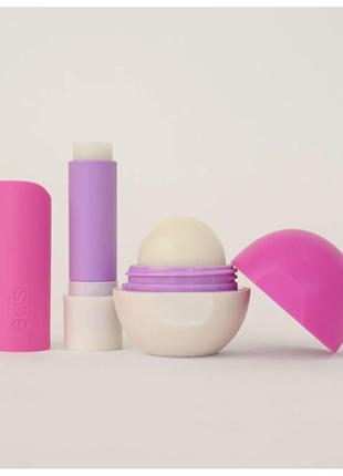 Набір бальзамів для губ від eos малинова хмара raspberry cloud stick & sphere lip balm2 фото