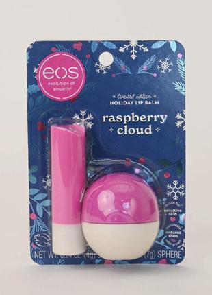 Набор бальзамов для губ от eos малиновое облако raspberry cloud stick &amp; sphere lip balm