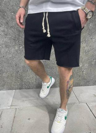 Спортивные шорты мужские качественные из хлопка свободные с карманами черные хаки серые белые стильные базовые натуральные2 фото
