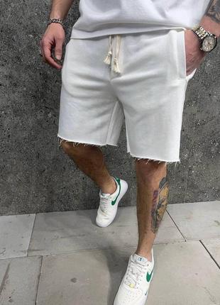 Спортивные шорты мужские качественные из хлопка свободные с карманами черные хаки серые белые стильные базовые натуральные4 фото