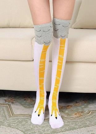 Панчохи з курячими лапами світлі високі гольфи курки заколінки бавовняні довгі шкарпетки