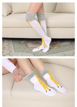 Панчохи з курячими лапами світлі високі гольфи курки заколінки бавовняні довгі шкарпетки