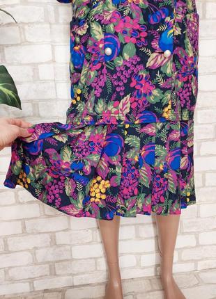 Новое нарядное платье миди со 100 % шелка в красочный цвет с плиссе, размер л-хл7 фото