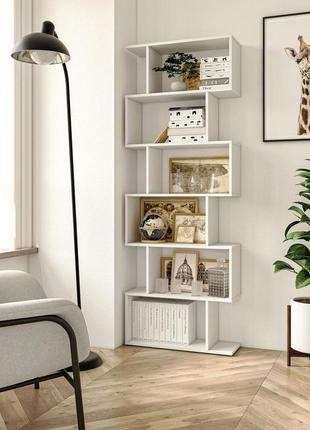 Полка для книг напольная на 6 ячеек ш700xв1920xг238 белый (gt-56-w)
