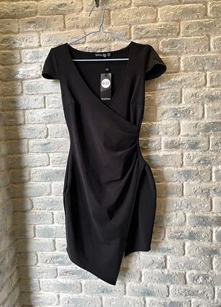 Платье boohoo, черное платье, платье мини, легкое платье