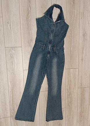 Брендовий джинсовий комбінезон з штанами - кюлотами бренду colloseum