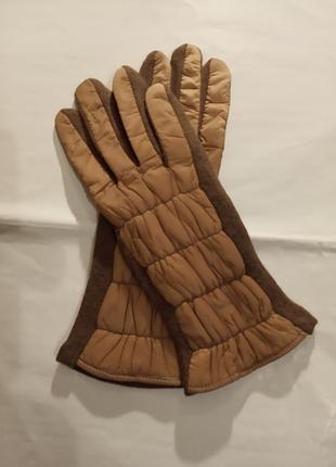 Жіночі демісезонні рукавички золотистого кольору розмір m-l без підкладки