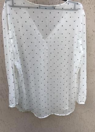 Воздушная белая шифоновая блуза блуза блузка в принт с укороченными рукавами5 фото