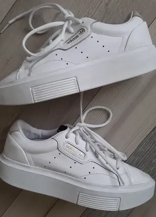 Кожаные кроссовки adidas sleek super w white ef8858 (р.36)