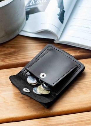 Кожаный зажим для денег из натуральной кожи wallet blue5 фото