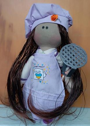 Лялька повар  в українському фартуху3 фото