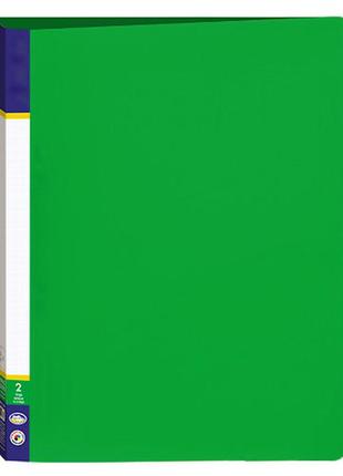 Папка пластикова а4 на 2 кільця з двома кишенями зелена 30701-04 knz
