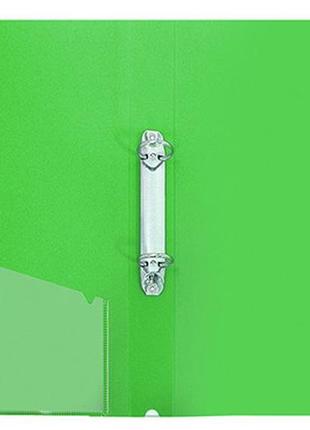 Папка пластикова а4 на 2 кільця з двома кишенями зелена 30701-042 фото