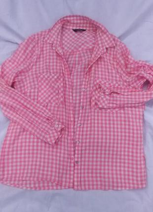 Розовая трендовая рубашка оверсайз olko3 фото