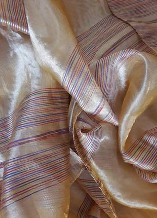 Золотой шелковый шарф, платок, палантин, накидка3 фото