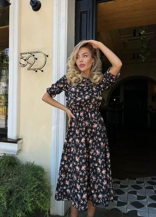 Сукня міді з квітковим принтом3 фото