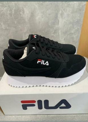 Fila usa sport orbit casual кросівки спортивні шкіряні замш білі чорні високі4 фото