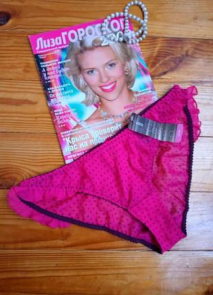 Розовые в горошек трусики/ яркие трусики/ сексовые трусики цвета фуксии