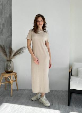 Трендовое платье женское платье  свободное платье с разрезом платье в рубчик платье футболка длинное платье бренд merlini модное платье5 фото