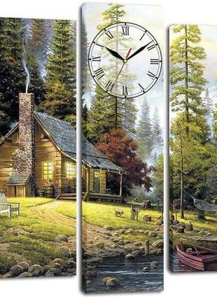 Модульная картина с часами dk избушка 80x108см (m5c-chf17)
