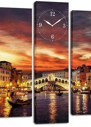 Модульна картина з годинником dk нічна венеція 80x108 см (m5c-chf68)