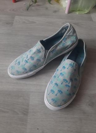 Кеды мокасины кроссовки слипоны с пальмами