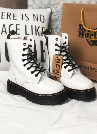 💞dr martens jadon white💞зимові білі шкіряні жіночі черевики мартінс з хутром.
