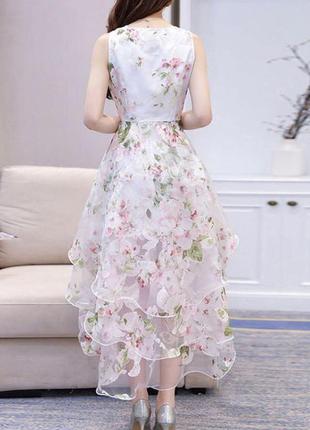 Платье мини белая цветочная тюлевая сетка2 фото